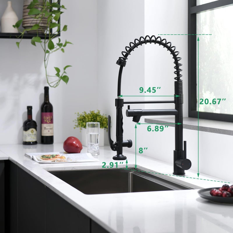 Fapully Black Kitchen Faucet,Commercial Pull Down Kitchen Sink Faucet with Sprayer - Image 5
